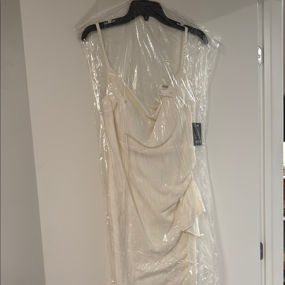 ✨Host Pick✨ MARINA White Ruched Spaghetti Strap Mini Dress